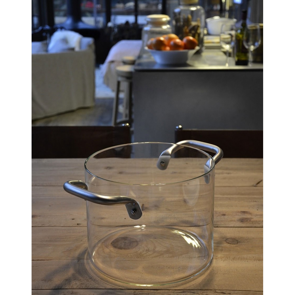 Muzrunq Pentola in vetro, 2,3 l, trasparente, non rivestita, vetro borosilicato, doppio manico, coperchio incluso